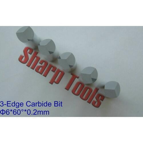 60 Degree 6x0.2MM Three Face Tungsten Carbide PCB Engraving Bits Wood Router Tools, Sharp CNC Tools Cutter Bits on MDF/Stone/PVC