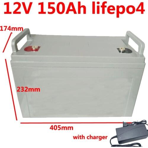 GTK 12V 150AH Lifepo4 batterie waterproof BMS 4S 12.8V for Golf Carts ATV Solar Storage motorhomes boats inverter + 10A charger