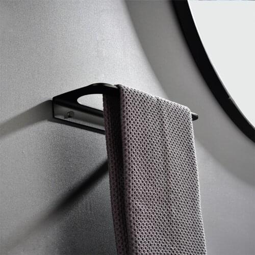 Aluminum Towel Ring Black Towel Holder Wall Mounted Bathroom Accessories Single Towel Hanger Fabric Hanger For Kitchen Hardware