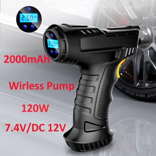 120W Car Air Compressor Wireless Inflatable Pump With LED Lamp For Motorcycle Bicycle Car Tyre Portable Rechargeable Air Pump
