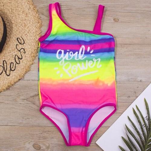 Ombre Toddler Girls One Piece Swimsuit Kids Letter Print Girls Bathing Suit Monokini 3-8Years Childrens Swimwear Beachwear 2021