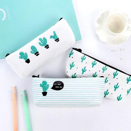 Portable Cactus Pencil Case Storage Bag Digital USB Gadget Charger Wires Cosmetic Pouch Stationery Case Gift Pencilcase Bag