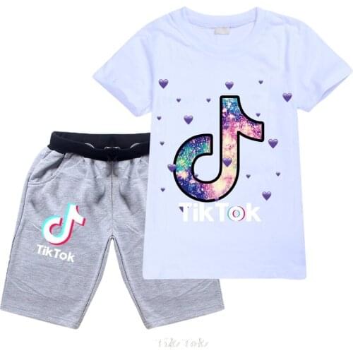 Children Clothing Summer Toddler Girls Clothes Tik Tok T-shirt+Pants 2pcs Kids Clothes Tracksuit Suit For Girls Clothing Sets