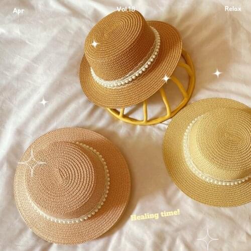 Han Version Fairy Hat Childrens Pearl Lace Fairy Floating Sunshade Straw Hat