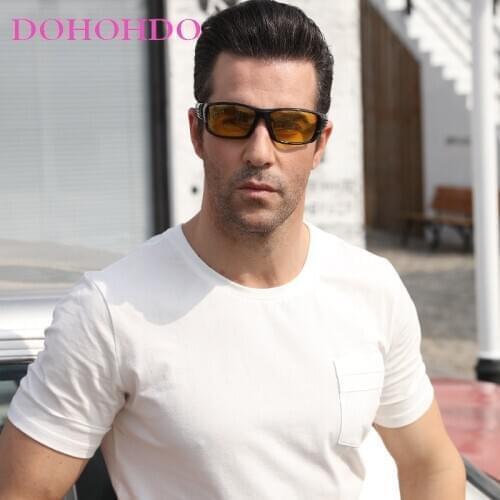 DOHODHO HD Night Vision Sunglasses Polarized Men Women Fashion Eyes Protect UV400 Black Sport Square Sun Glasses Unisex Gafas De