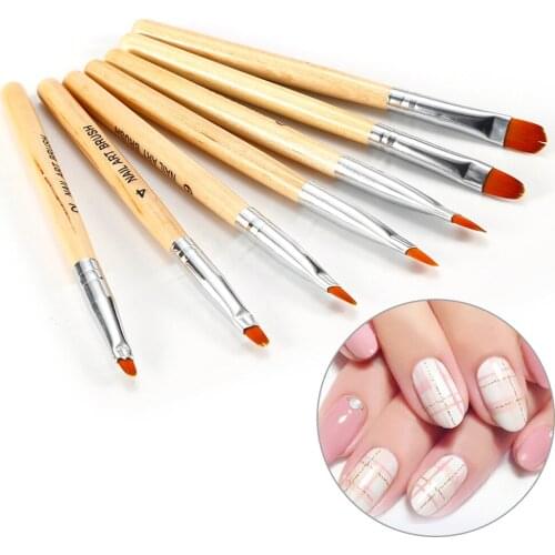 ELECOOL 7PCs/Set Painting Wooden Brush Nail Art UV Gel 3D Manicure Design Draw Paint Pen Non-corroding Nail Polish Builder