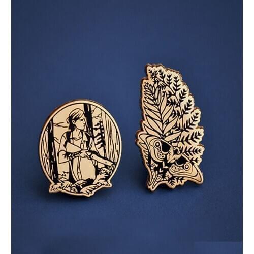 The Last of Us Part II Ellie Pin Set Gold Ellie‘s’ Tattoo Enamel Lapel Pin Backpack Pin Leaf Brooch Gift Car Jewelry Cosplay