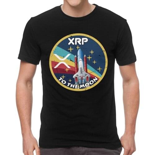 Ripple XRP Cryptocurrency Space Mission Tshirt Men Harajuku Tees Top 100% Cotton T Shirt Short Sleeve Bitcoin Crypto T-shirts