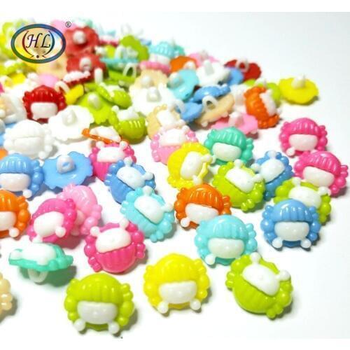 HL 50/100PCS 15mmx13mm Mix Colors Cute Plastic Buttons Shank Childrens Sewing Accessories DIY Crafts