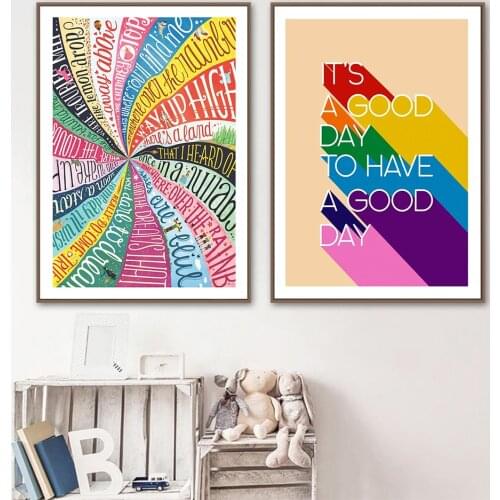 Art Canvas Painting Print Wall Rainbow Colorful Letter Nordic Posters and Prints Decorative Picture Modern Home Decoration