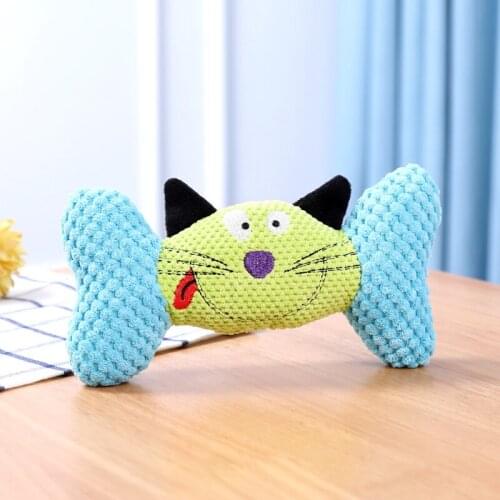 Dog Toy Cawaii Cartoon Plush Vocal Cleaning Teeth Toy Bone Pet Durable Interactive Anti-boring Supplies Three Colors Available