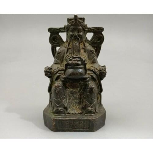 Chinese Old Bronze Statue God of Wealth of Old Copper Statue Statues et Sculptures Desk Decoration Home Accessories Figurines