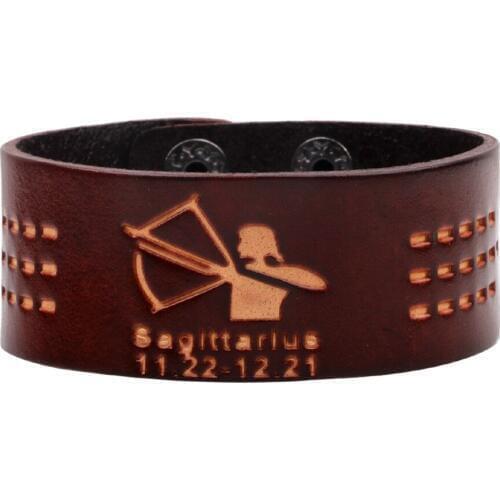 12 Constellation Zodiac Leather Bracelet&bangle Vintage Leo Virgo Libra brown Punk Men Bracelets 2019 fashion jewelry bangles