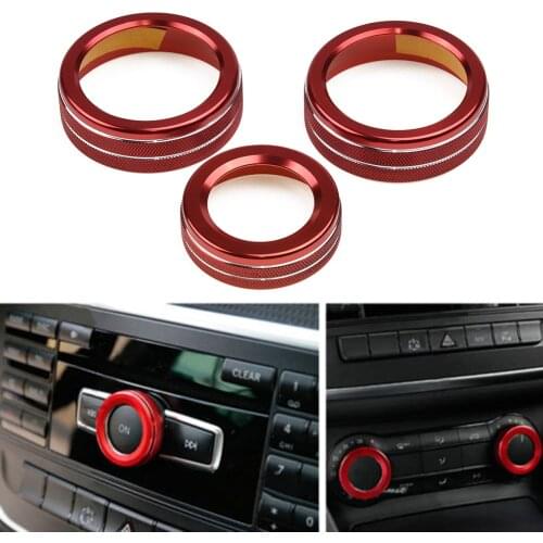 3PCS Red Car Air Condition Button Trim Cover For Mercedes-Benz A B CLA GLA Class W176 W246 X156 C117 Car Interior Accessories