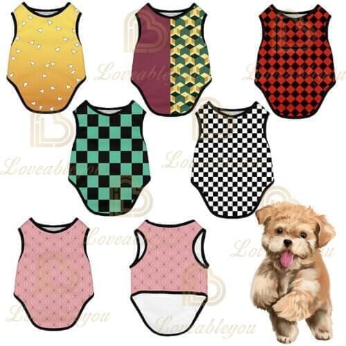 Hot Selling Anime Kamado Tanjirou Pet Dog Clothes Vest Sports Costume Puppy Pet Dog Clothing Spring Autumn Cat Dog Shirt Vest
