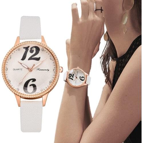 Minimalist White Women Watches Fashion Casual number Female Leather Clock 2021 Simple Ladies Quartz Wristwatches Reloj De Mujer