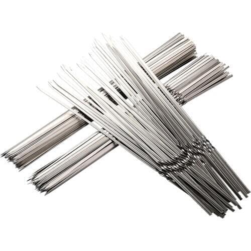 15/50pcs Reusable flat stainless steel barbecue skewers bbq Needle stick For outdoor camping picnic tools cooking tools