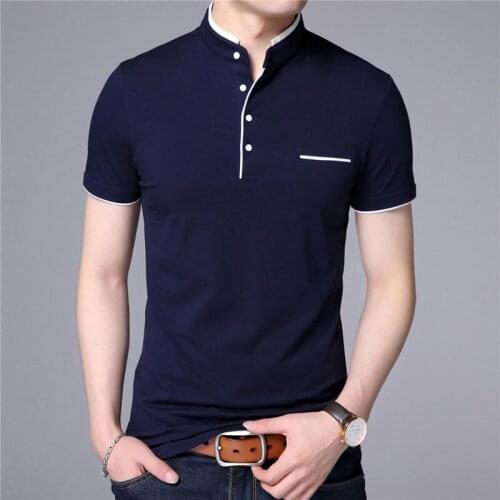 Collar Short Sleeve Tee Shirt Men 2019 Spring Summer New Style Top Men Brand Clothing Slim Fit Cotton T-Shirts