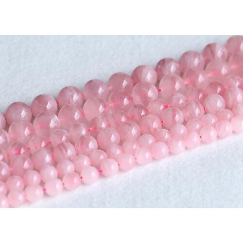 Natural Pink Crystal Madasgas Rose Quartz Round Loose Stone Small Beads 6-14mm Fit Jewelry DIY Necklaces or Bracelets 15" 05193