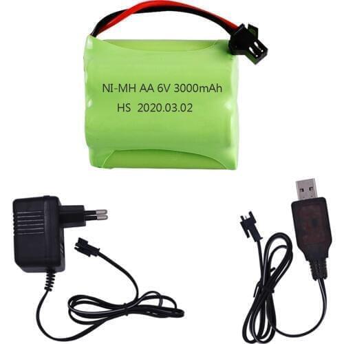 Ni-MH Battery 6V 3000mah SM Plug and USB Charger For Rc toys Cars Tanks Robots Boats Guns 5* AA 6 v Battery Pack toys accessory