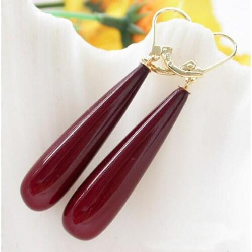 New Favorite Pearl Jewelry Big 40mm Drip Wine South Sea Shell Pearls 14k/20 Gold Dangle Earrings Charming Lady Gift