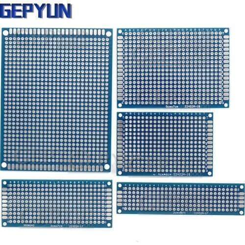1pcs 2x8cm 3x7cm 4x6cm 5x7cm 7x9cm Double Side PCB Board Gepyun Universal Printed Circuit Board For Arduino Experimental BLUE