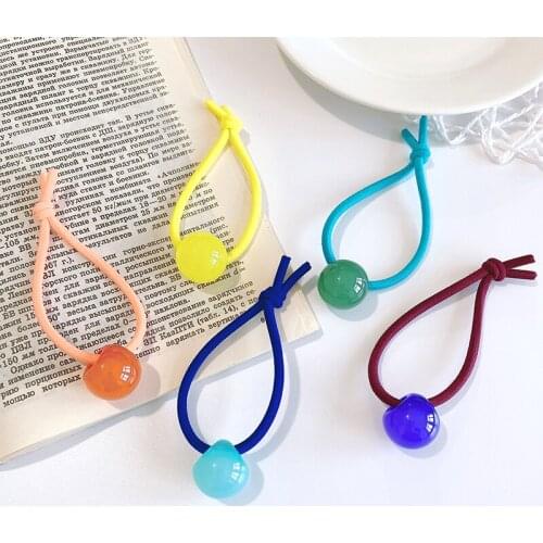 Simple knotted cute kids girls acrylic Beads Hair Elastics Bands Gums toddler Hair ties Accessories ponytail holder DX113
