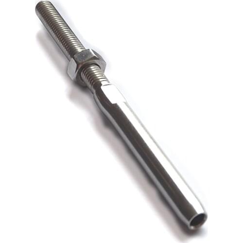 Swage Stud With Nut 3mm 1/8" Wire M6 Right or Left Thread Metric Stainless Steel 316 Rope Terminal Rigging Hardware