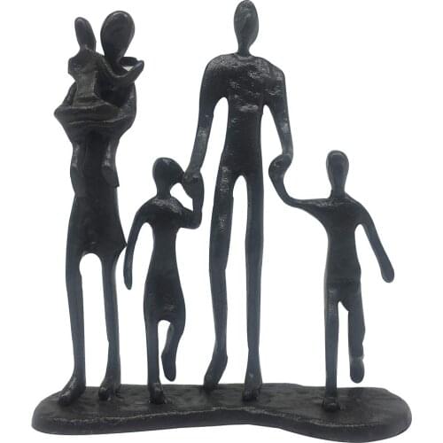Romantic Family Together Sculpture Cast Iron Family Statue Home Decoration Statue with Gift Card for Anniversary Birthday