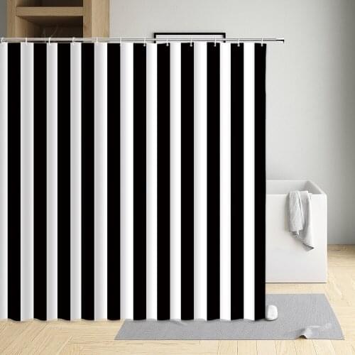 Modern Simple Black White Shower Curtain Creative Stripes Geometric Small Daisy Sailing Home Bathroom Decor Curtains Washable