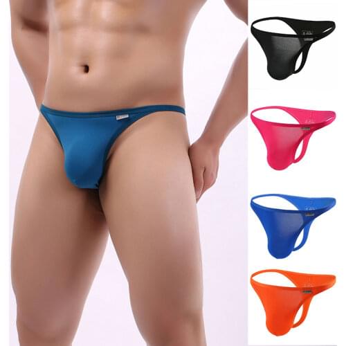 Men Thin Low Rise T Back String Thongs Men Ultra-thin Bikini Thongs Man Sexy U Convex Underwear Gay Pouch Underwear Tanga Slip