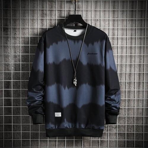 Fashion lightweight sweatshirt 2020 Black Striped Spring Autumn Hip Hop Loose Casual Mens tie-dye Streetwear Clothes