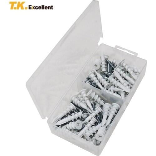 T.K.EXCELLENT Screw Self Drilling Drywall Anchors With Pan Head Self Tapping Screws Kit for Woodworking Plastic 100Pcs