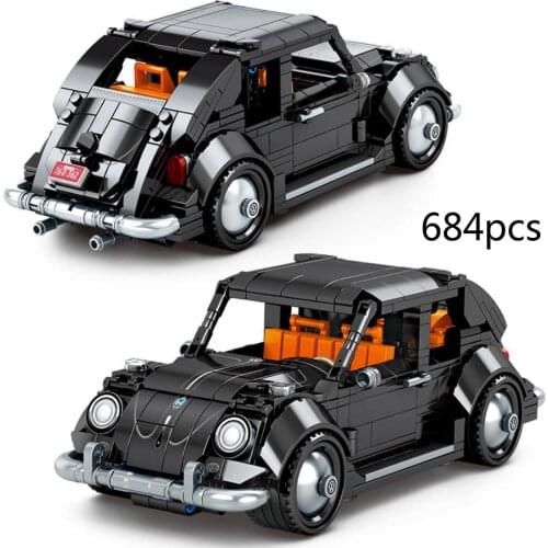Technical germany brand classic Vintage car building block das auto Beatle model Pull back vehicle steam brick toys collection