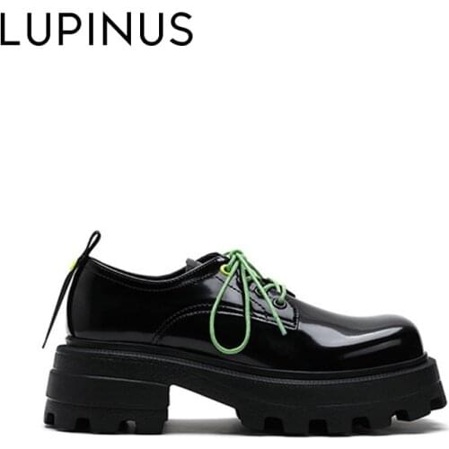 LUPINUS 2021 New Summer Women Flat Shoe Fashion Platform Women Loafer Shoe Chunky Heel Retro Punk Style Women Casual Women Shoe