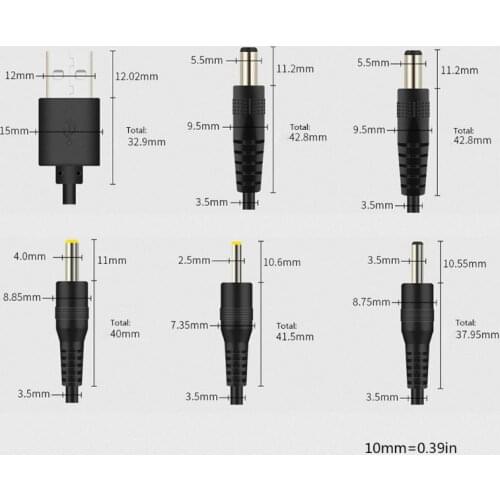 USB to DC Port Charging Cable Power Supply Cord Line DC/5.5x2.1 DC/5.5x2.5 DC/3.5x1.35 DC/4.0x1.7 DC/2.5x0.7 Connector