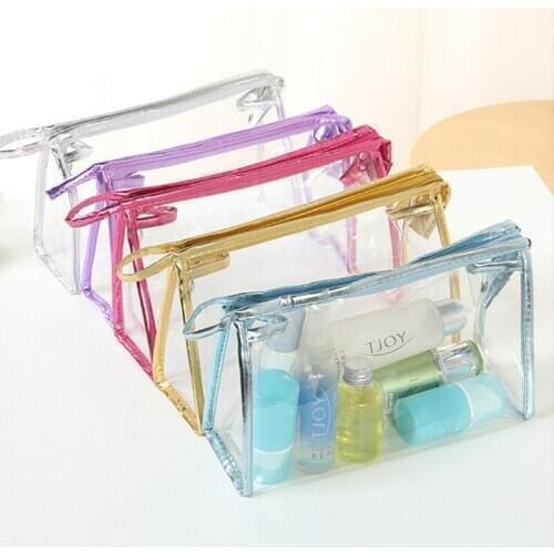 Women Cosmetic Bag Transparent Waterproof Cases Travel Toiletry Bags Ladies Makeup Bag Storage Bags 5 Colors
