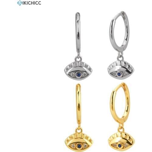 Kikichicc 925 Sterling Silver Rock Punk Dangle Lucky Eye Drop Earring Circle Round Women Blue Eye Luxury Piercing Jewelry
