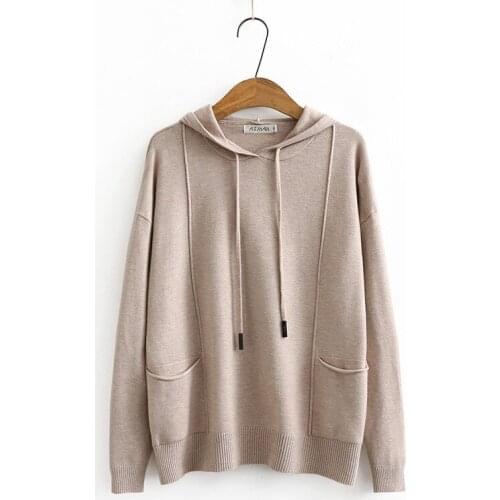 Plus Size Womens Hooded Cotton&Spandex Sweaters Long Sleeved Autumn&Winter Pullovers Large Size Outerwear