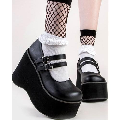 LapoLaka Wedges Round Toe Strap Super High Heel With Buckle Platform Sweet Party 2021 Summer Woman Shoes Female Mary Janes Pumps