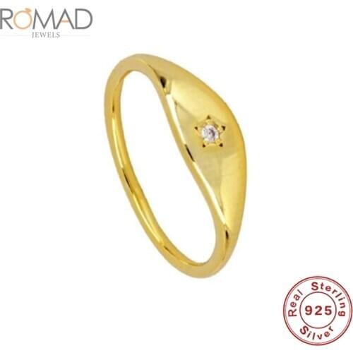 ROMAD 18k Gold Plating Ring Size 6 7 8 Joyero Real 925 Sterling Silver Rings For Women Girls Wedding Jewelry Anillos Mujer