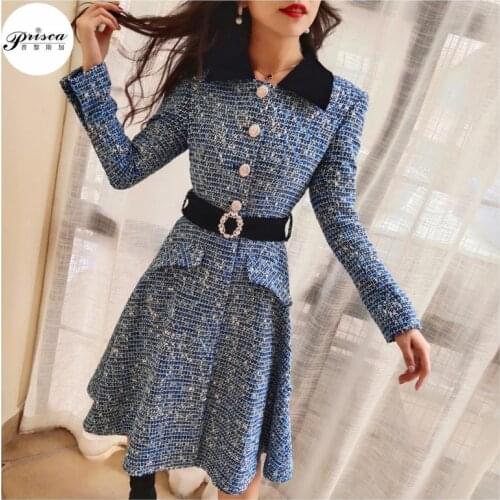 Celebrity elegant long sleeve single breasted buttons tweed woolen coats ladies women slim outerwear 2020 autumn winter Y662