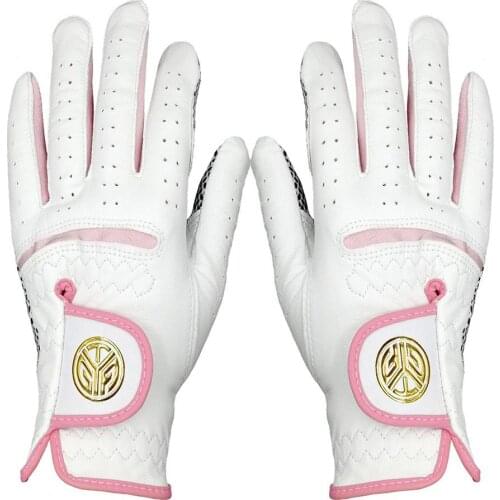 1 pair of sheepskin golf gloves ladies two-handed lambskin non-slip wear-resistant breathable golf gloves