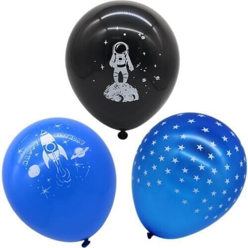 10pcs 12inch Blue Star Space Rocket Latex Balloons Outer Space Theme Birthday Party Astronaut Balloon Boys Baby Shower Favors