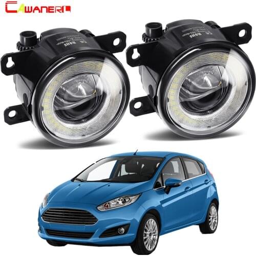 2 X Car Front Bumper Fog Light LED Angel Eye Daytime Running Light DRL 30W H11 12V Accessories For Ford Fiesta 2001-2015