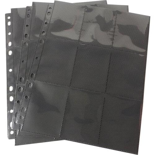 20 pages/Lot, 360 Pockets Top Insert Black Card Pages For Starndard Board Game Cards Top Loading Card Collection Pages