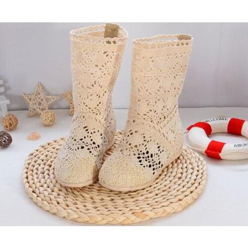 2021Classical Kids Shoes Summer Girls Boots Knitting Hollow Children Shoes Fashion Network Boots For Girls