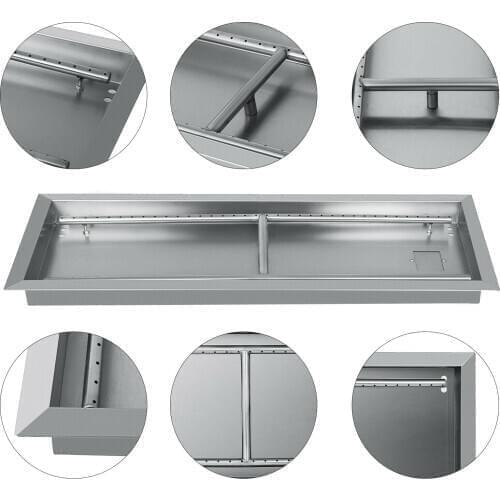 32 by 12-inch Rectangular Table Top Fire Pit with Linear Burner Stainless Steel