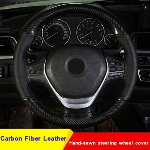 38CM Car Steering Wheel Cover 6 Colors High Quality Carbon Fiber Steering Leather Universal Tool Parts Interior Accessories