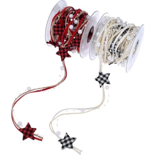 5meters/roll Bead String Hemp Rope Star Mixed Weaving Ribbon for Diy Christmas Cake Gift Packaing Home Festival Decoration